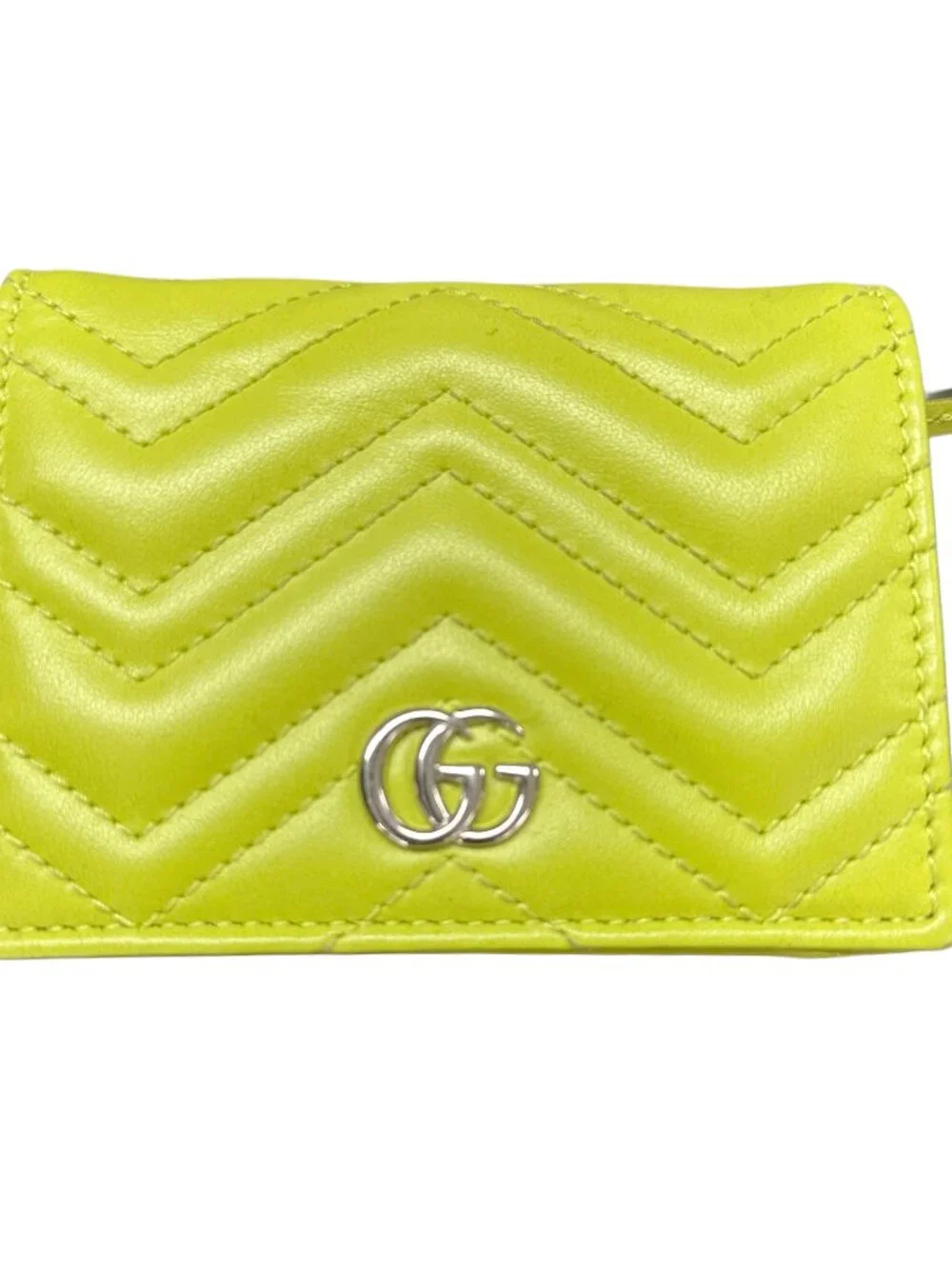 GUCCI GG MARMONT Bifold wallet lime green leather - Picture 2 of 6